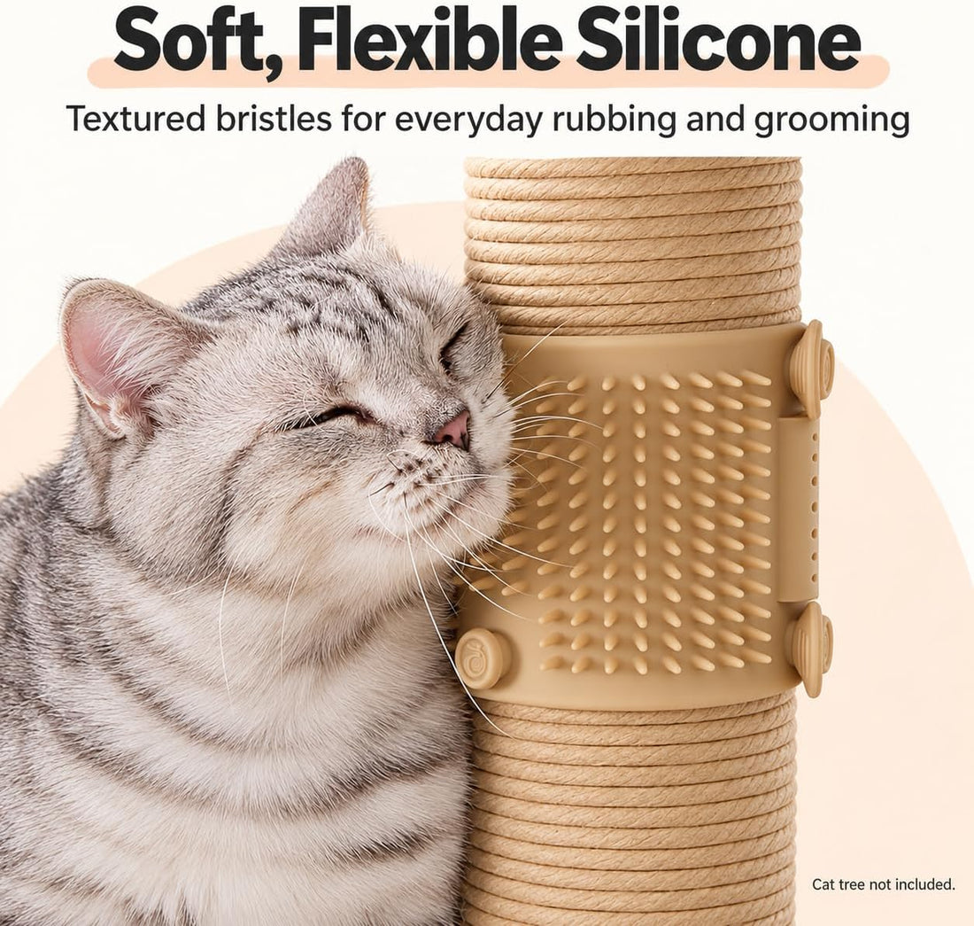 PetPals Cat Grooming Massager with Adjustable Bands & Silicone