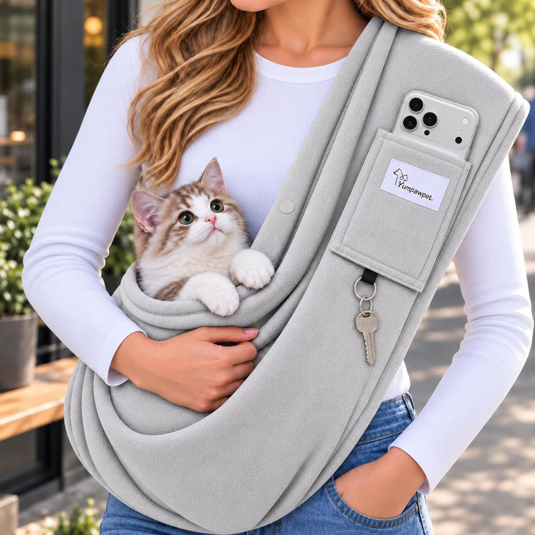 Cat Sling Carrier & Pet Sling for Small Dogs & Cats 3-14 lbs