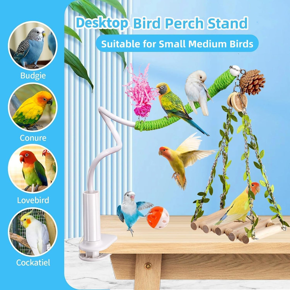 ZooVibe Bird Perch Stand with Swing