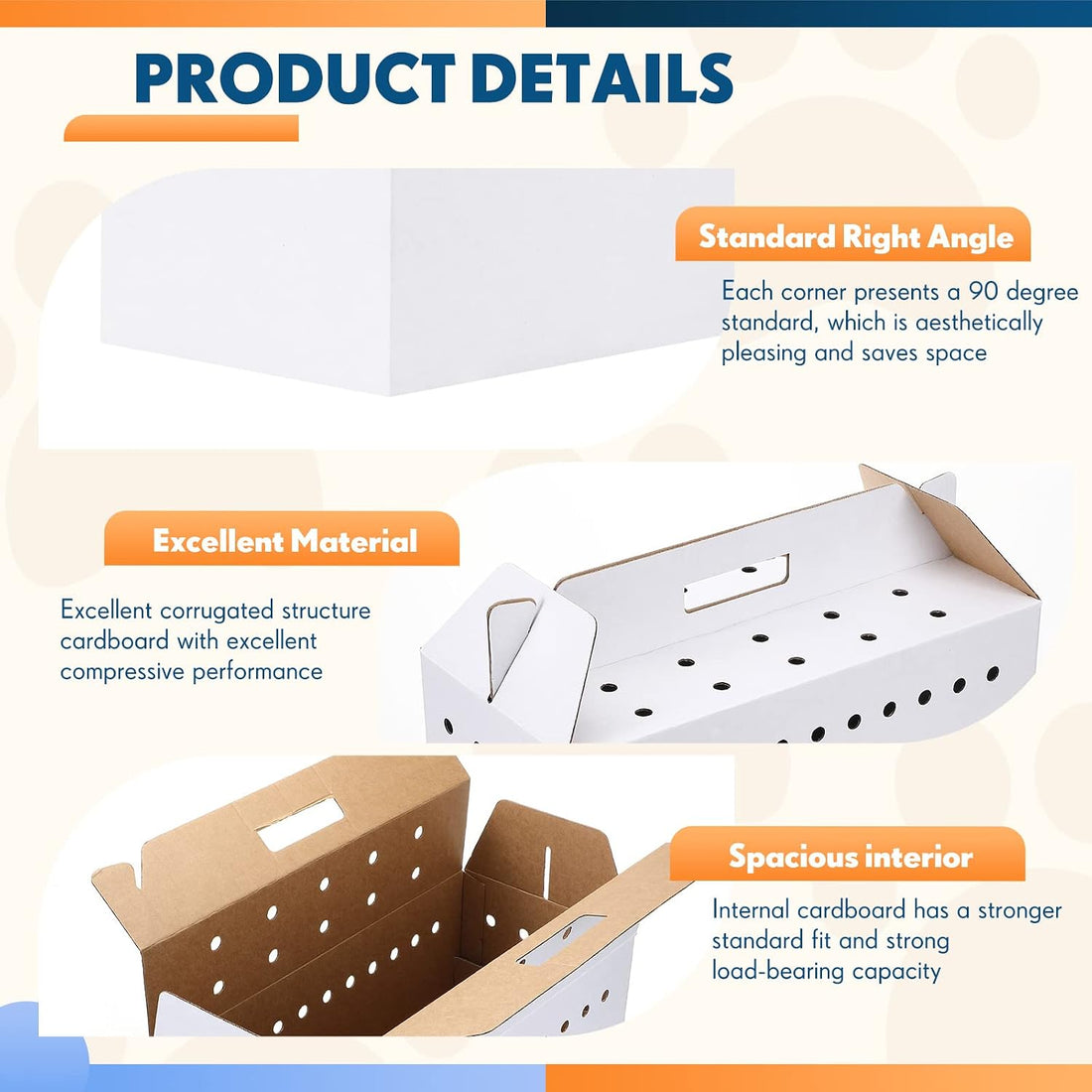 Kisston 12 Pieces Cardboard Pet Carriers 17.5 x 8.5 x 15 Inches