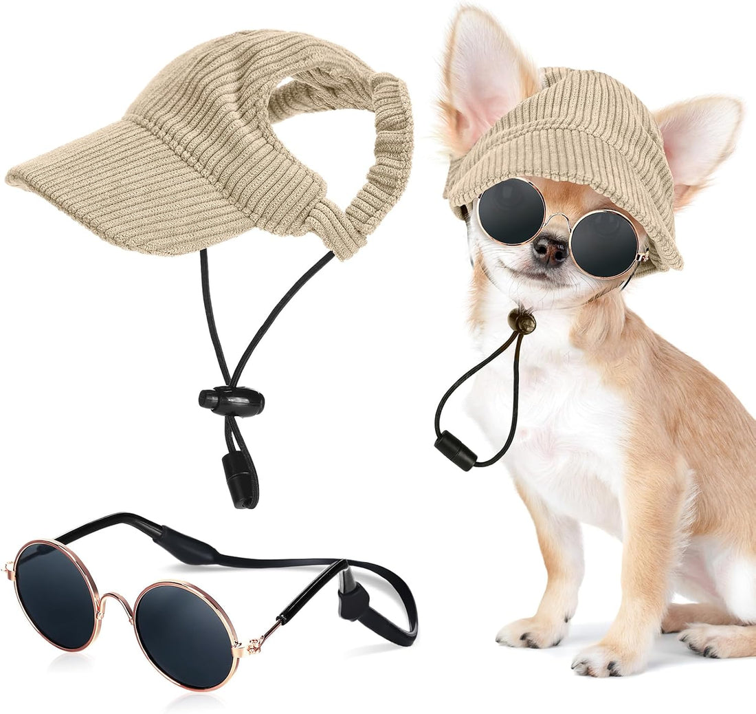 Jadive Small Dog Sun Hat with Ear Holes Dog Sunglasses