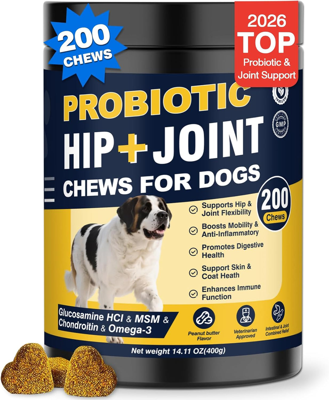 Hip and Joint Supplement for Dogs with Probiotics Glucosamine for Dog