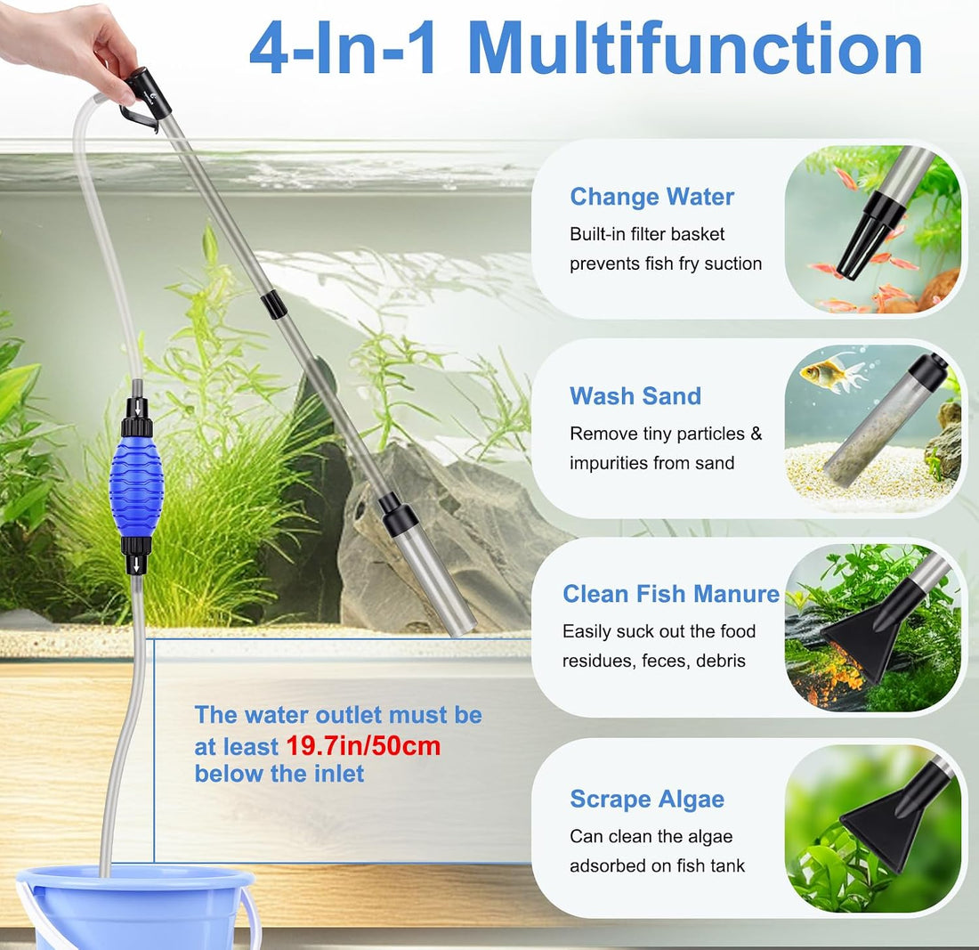 fishkeeper 4-in-1 Aquarium Siphon Gravel Cleaner