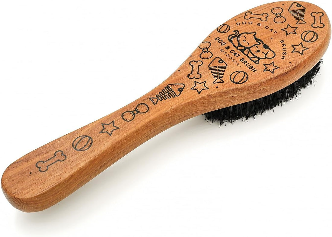 Menesia Pet Soft Brush with Wood Handle and Boar Bristle Hair