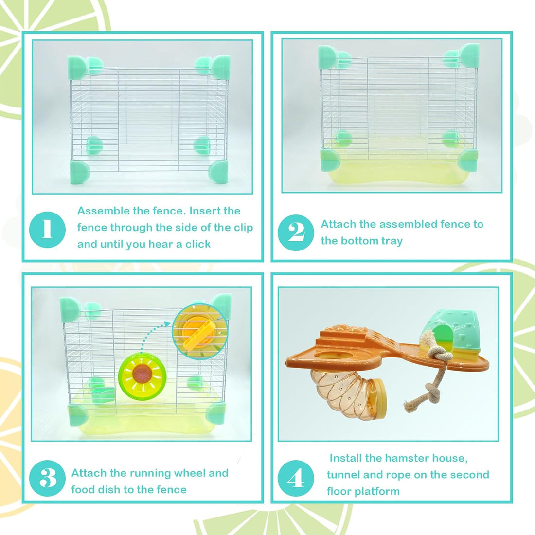 2 Layers Hamster Cage with Tubes Mouse Cage with Accessories Water