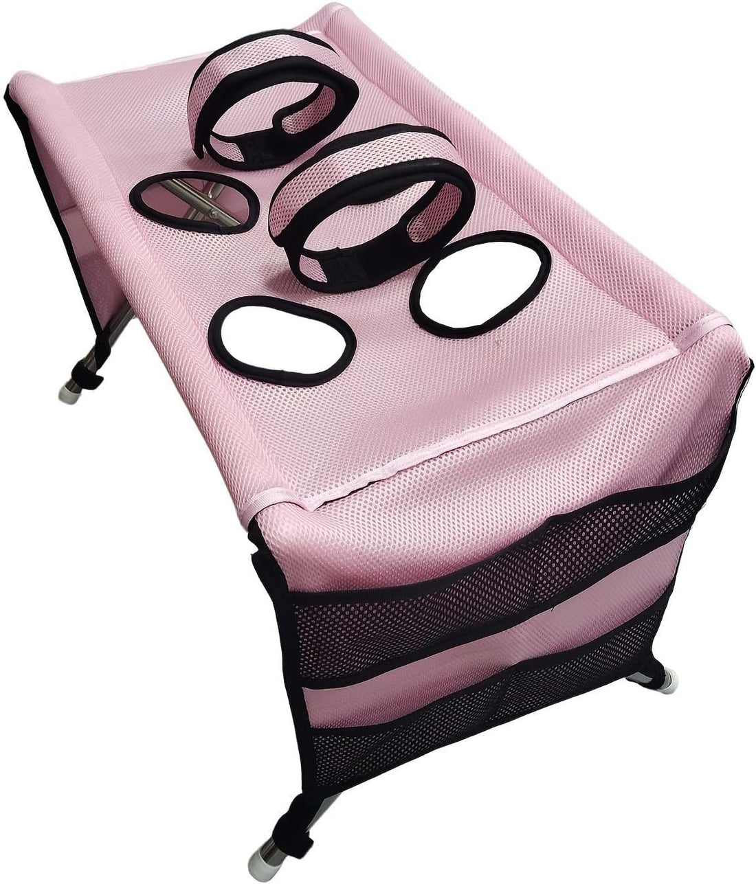 4-Hole Foldable Pet Grooming Hammock Stand with Tool Bag for Pets