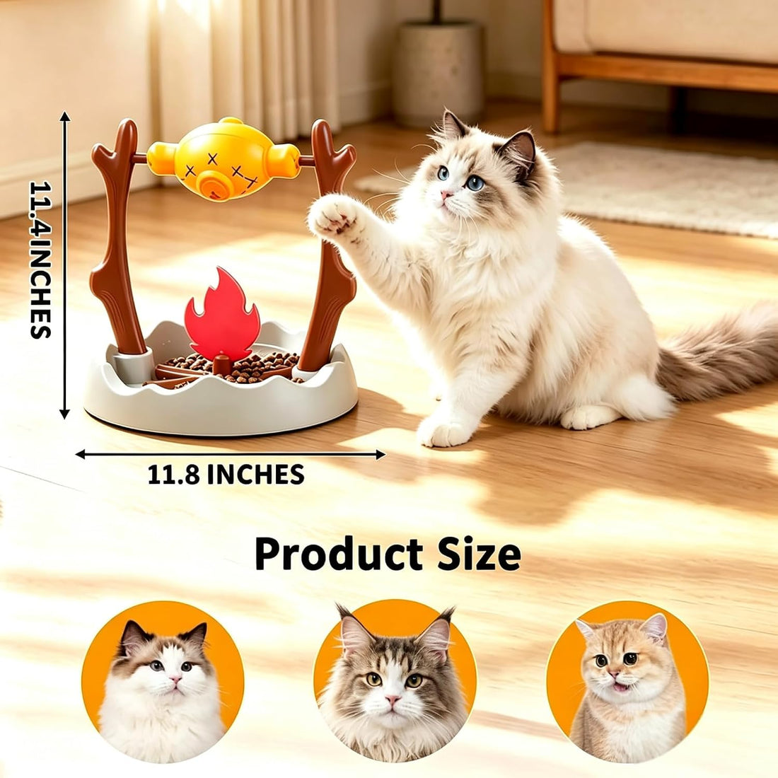 Cat Slow Feeder Puzzle Toy BBQ Campfire‑Grill Style Adjustable