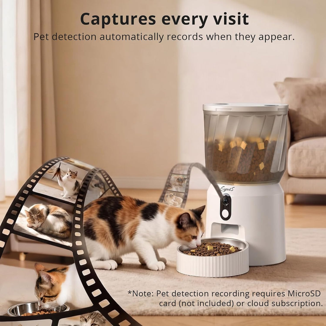 Automatic Cat Feeder with Camera, 2K Video, WiFi, Backup Power, 4L