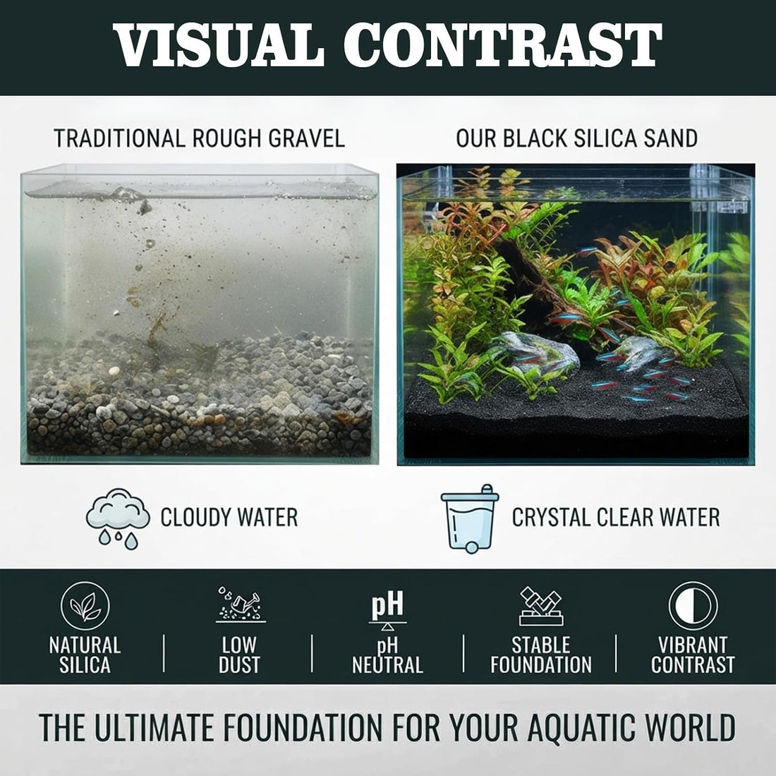 Black Aquarium Sand 2lb for Fish Tank, Plants & Terrarium Substrate