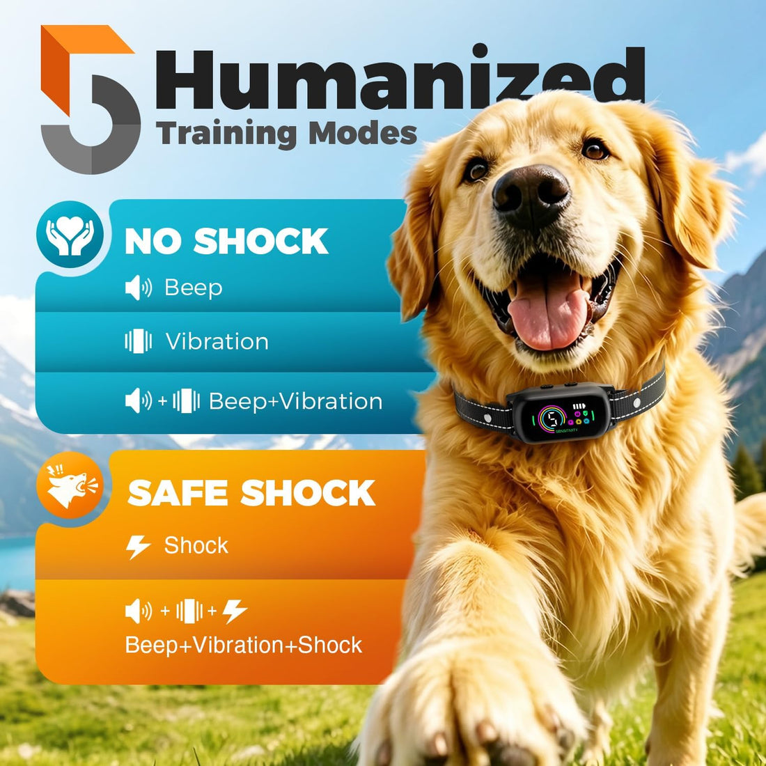 2 Pack Bark Collar for Small Medium Large Dogs with 5 Modes Training