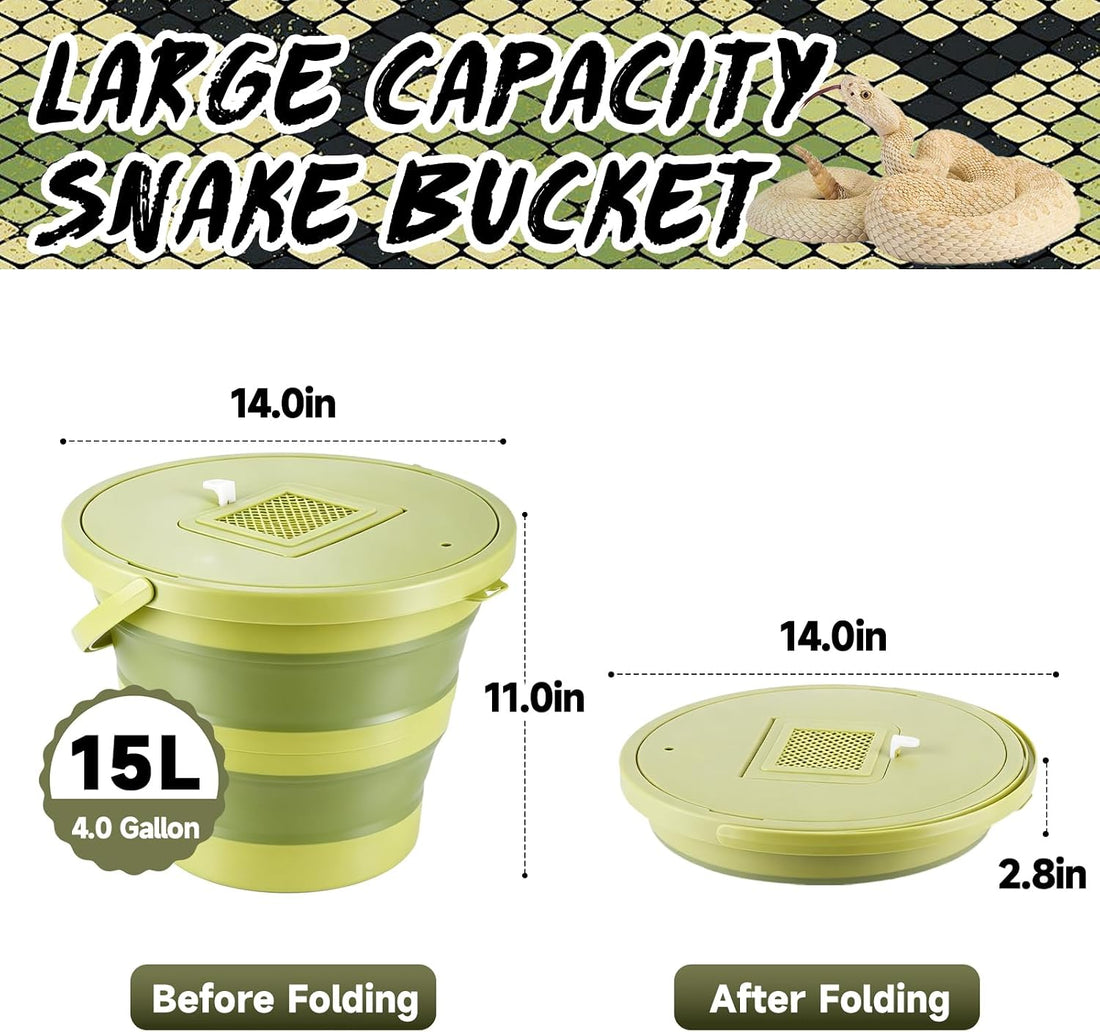 Snake Bucket 15L /4.Gal–Collapsible Container with Vented Seal Lid