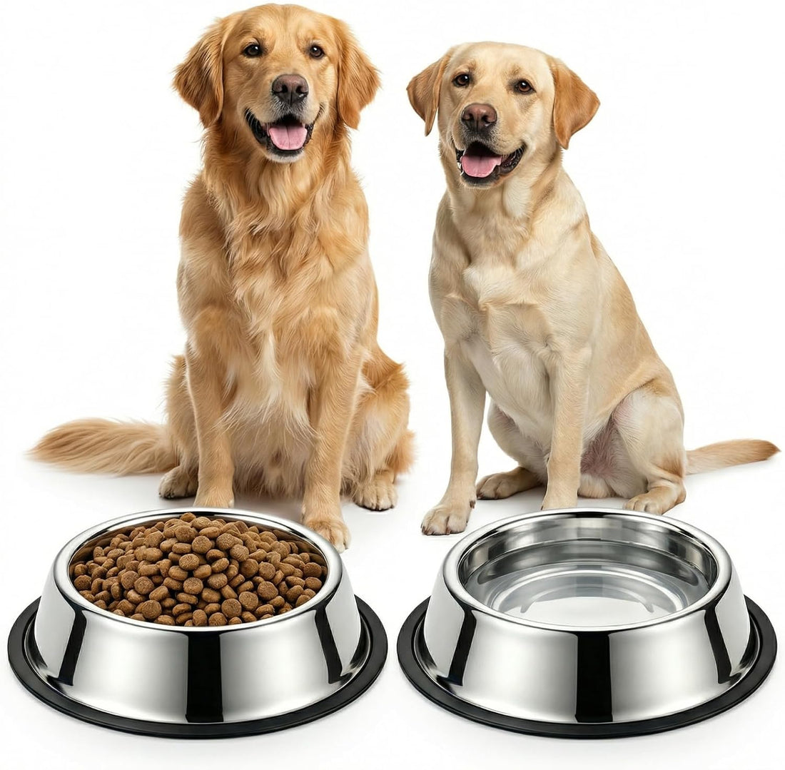 No-tip Stainless Steel Dog Bowls, 54oz, 2-Pack