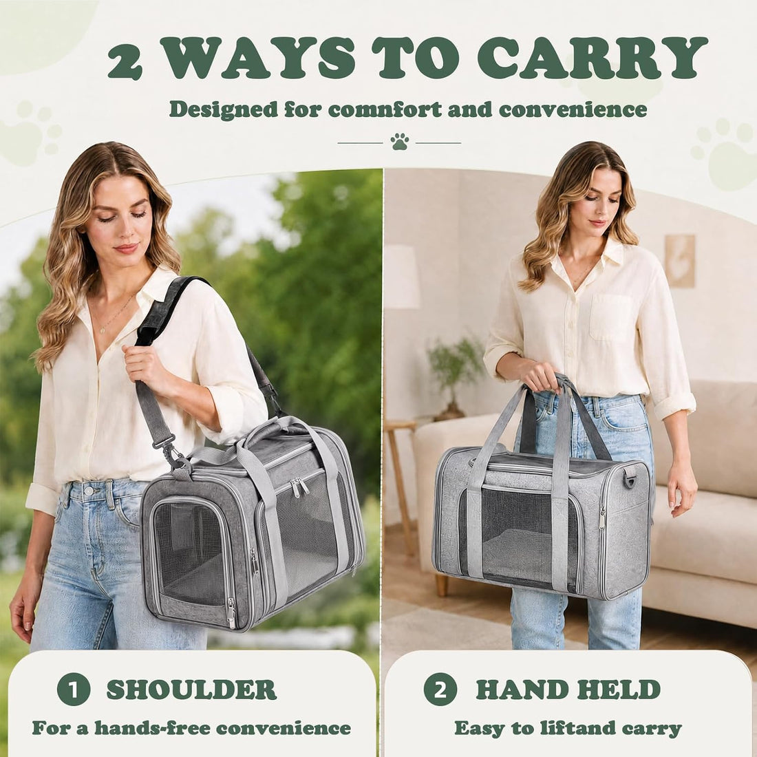 COZPAW Large Cat Carrier Soft‑Sided for Cats & Dogs Up to 25 Lbs