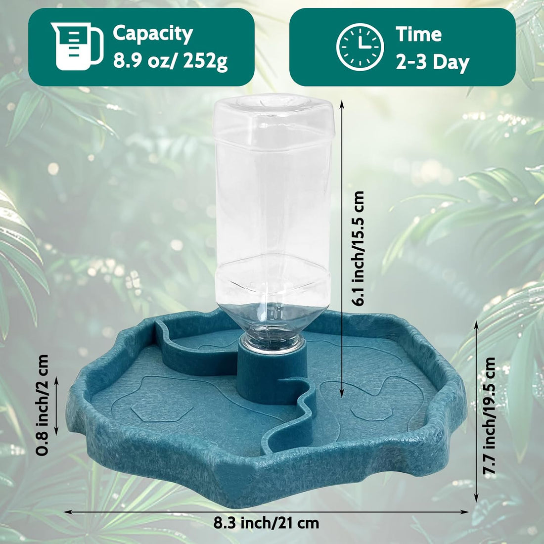 9oz Reptile Water Bottle, Turtle Food and Water Bowl Automatic