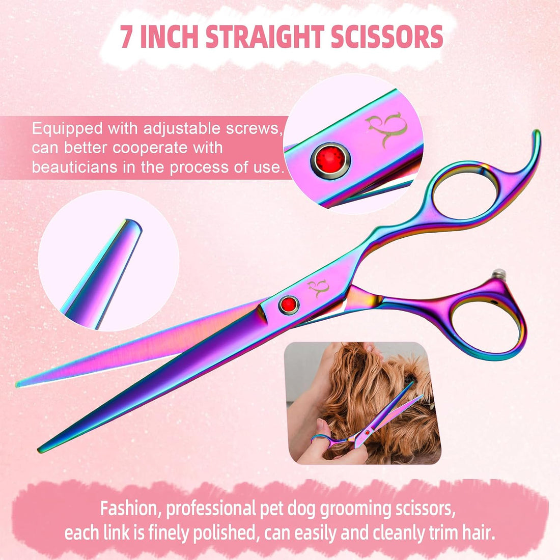 Dog Grooming Scissors-7" Dog Grooming Shears Set 6PCS Rainbow