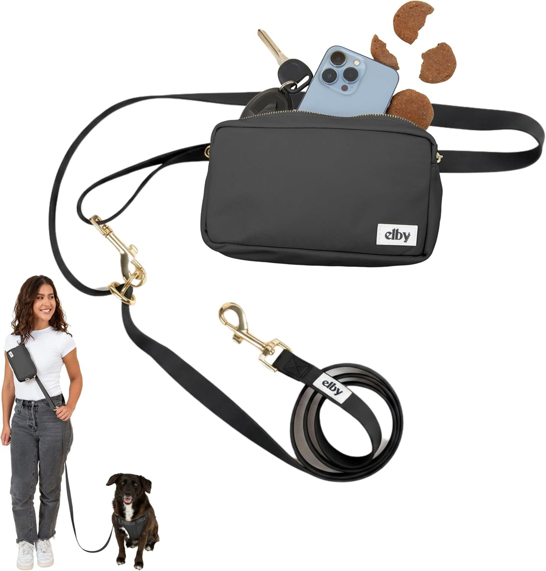 elby Hands Free Dog Leash with Treat Pouch