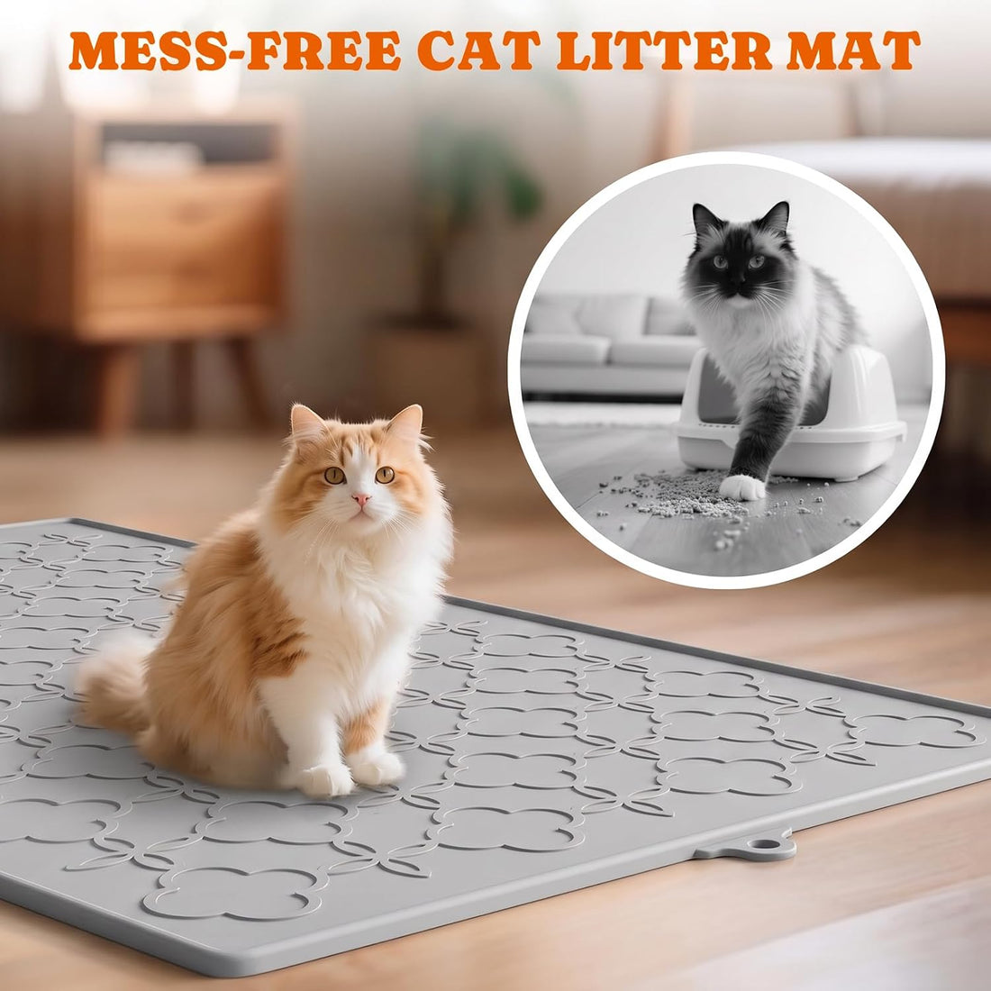 Pawtners Silicone Cat Litter Mat Extra Large 42" X 30", Easy to Clean