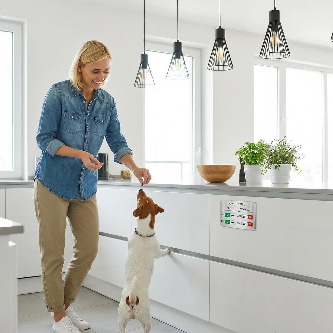 EliteSign Dog Feeding Reminder Sign, Pet Feeding Tracker with Magnet
