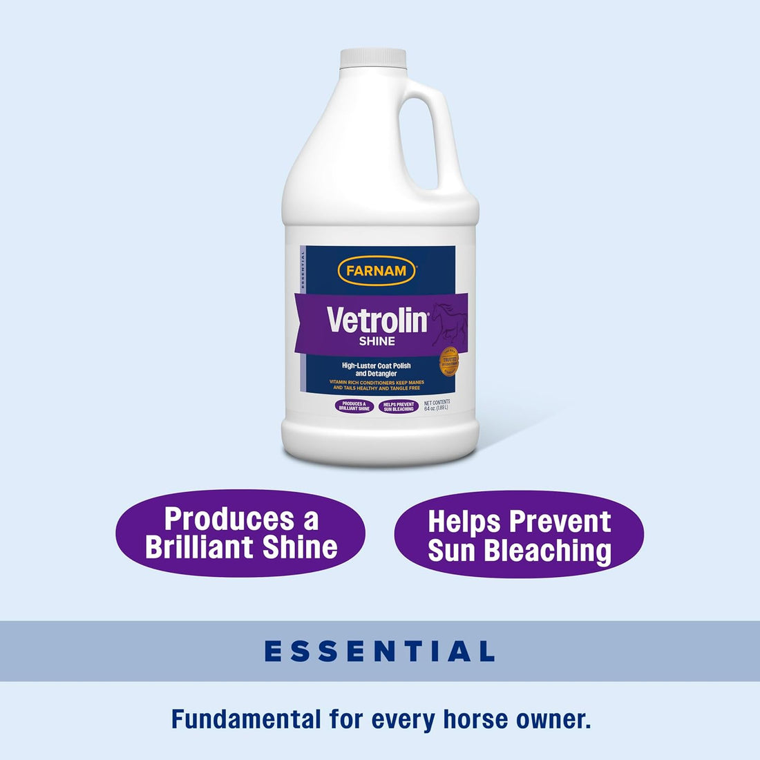 Farnam Vetrolin Shine, High-Luster Coat Polish and Detangler 64 oz.