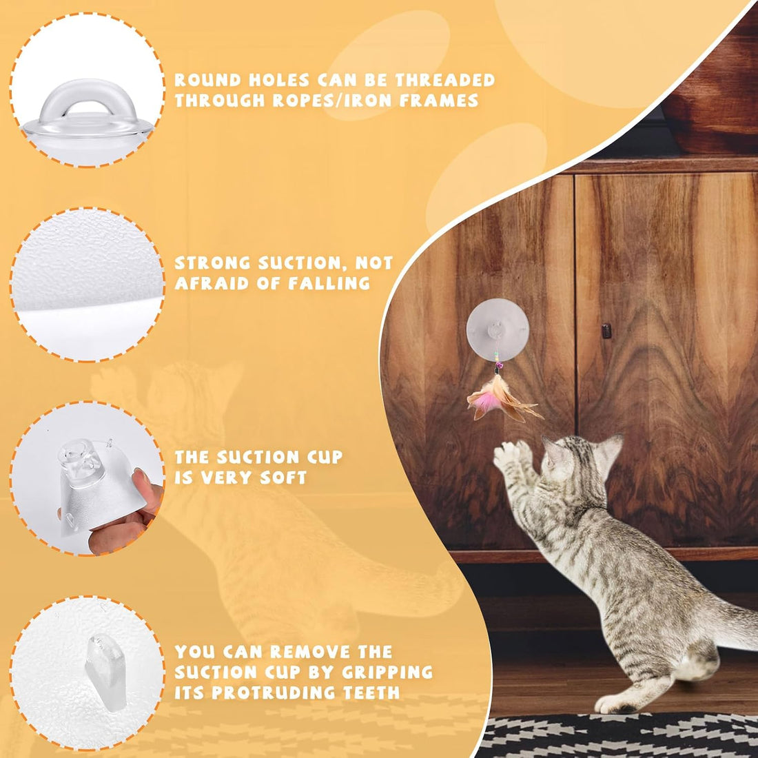 4 Pieces Cat Window Perch Suction Cup