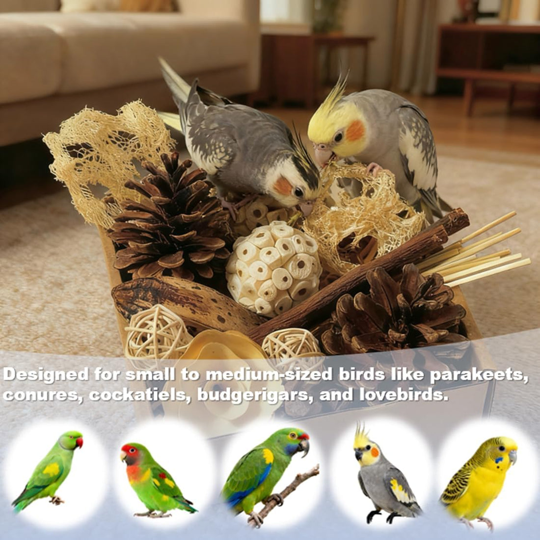 Bird Pet Toys - Lotus Pod Foraging Box, 10 Natural Ingredients