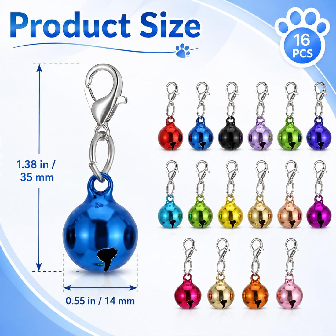 16 Pack Bell for Collar, Cat Bells for Collar, Mini Pet Bells
