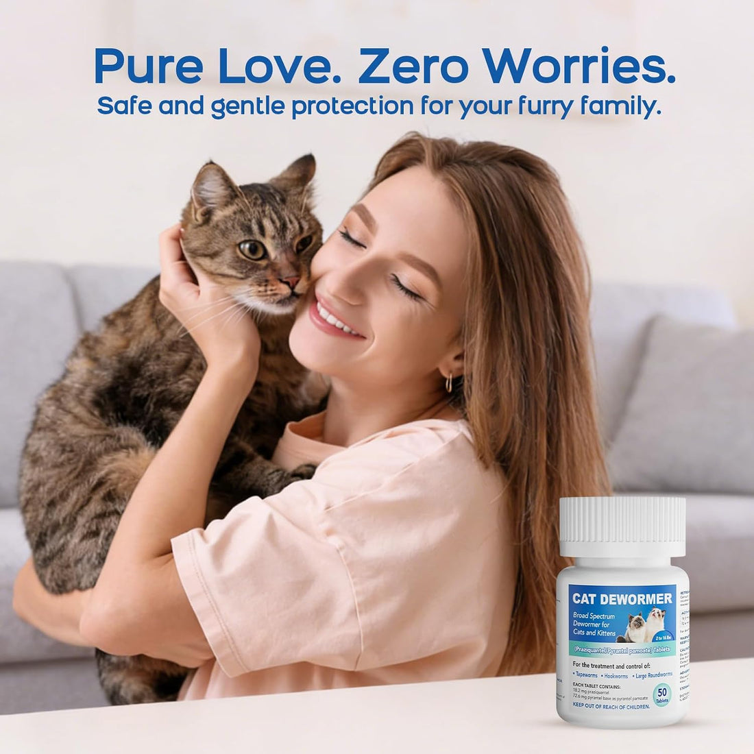 Dewormer for Cats and Kittens - Cat Dewormer All Worms Broad Spectrum