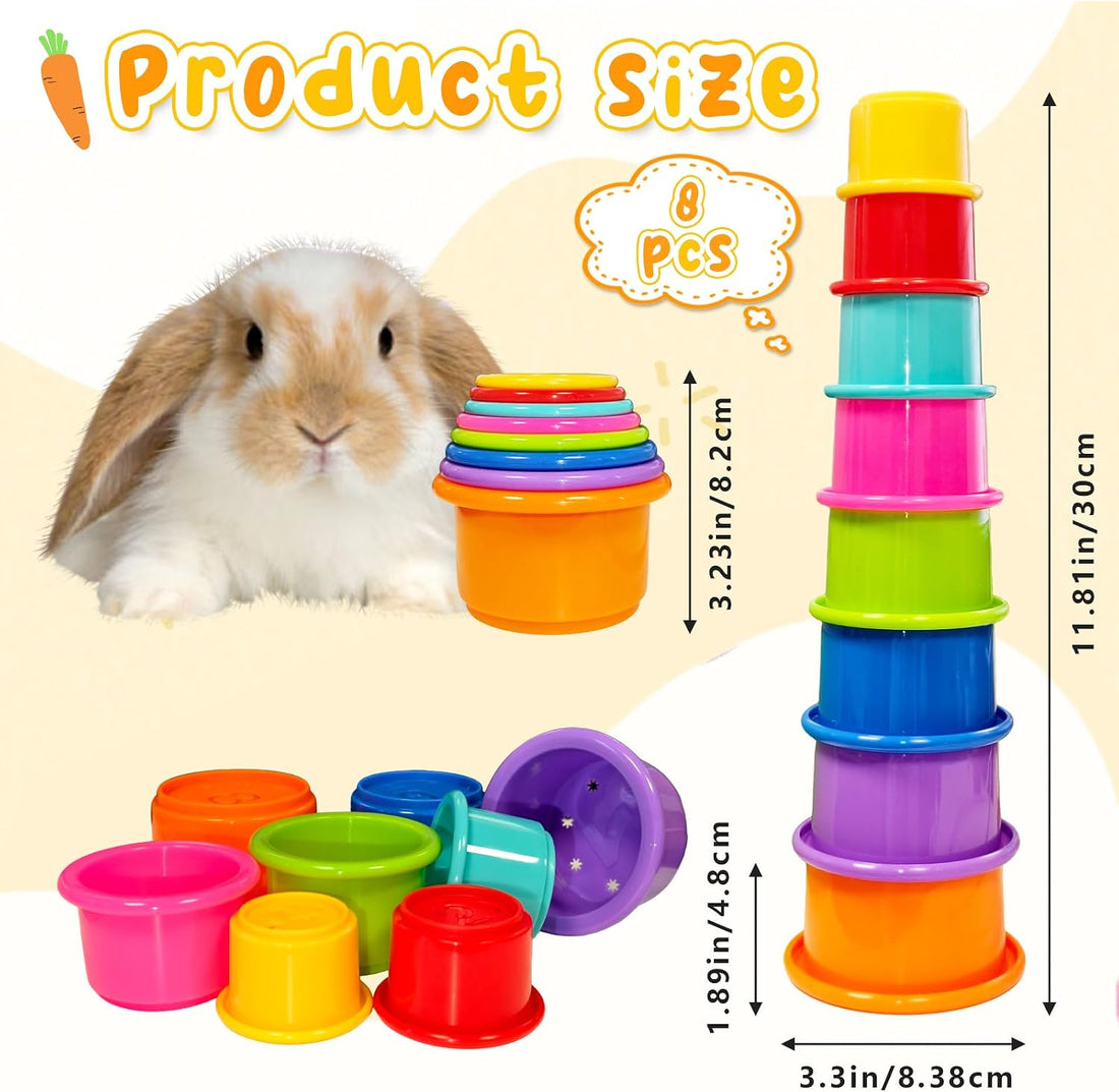 8 Pcs Stacking Cups for Bunny,Colorful Nesting Reusable Rabbit Toys