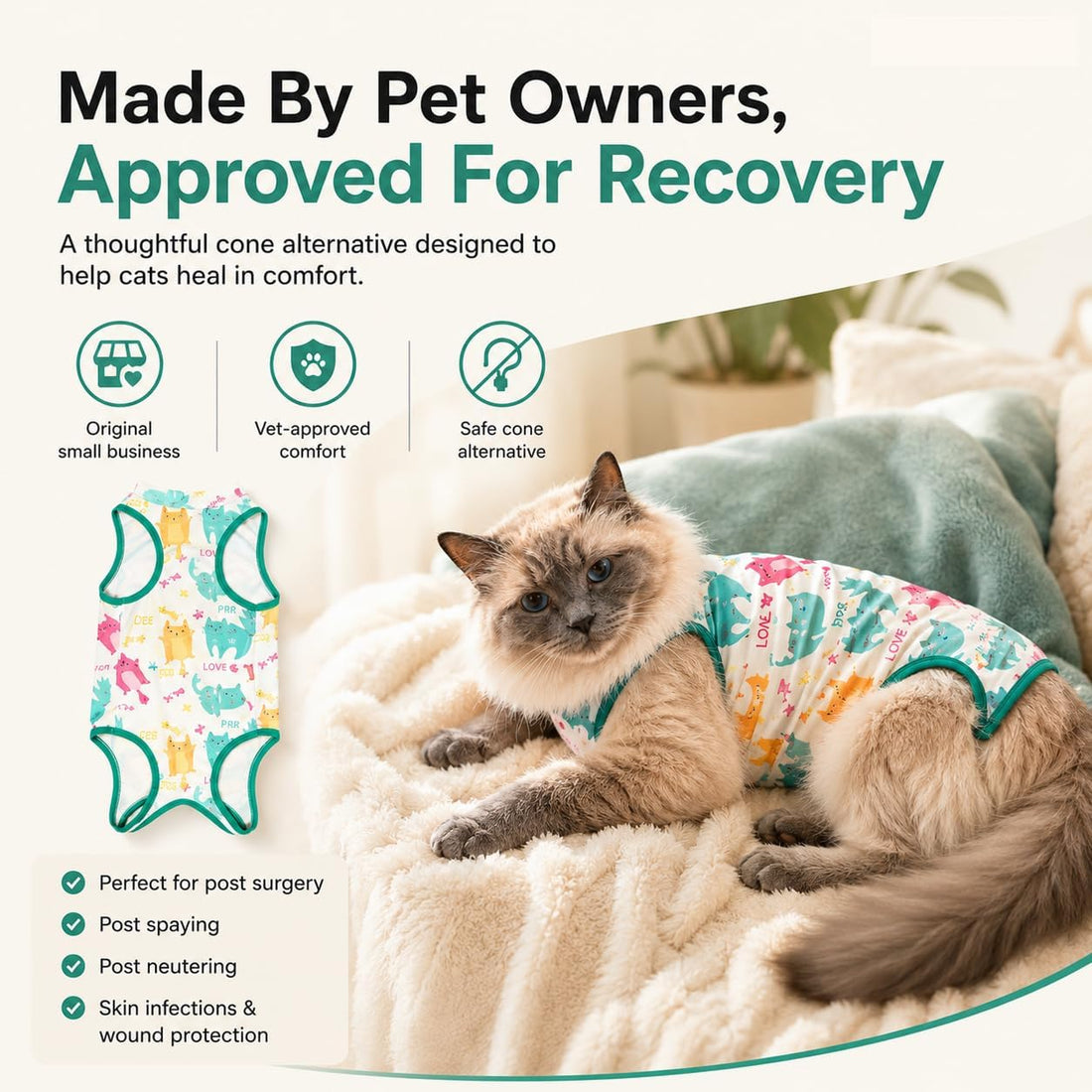 Cat Recovery Suit Surgical Onesie - Post Surgery