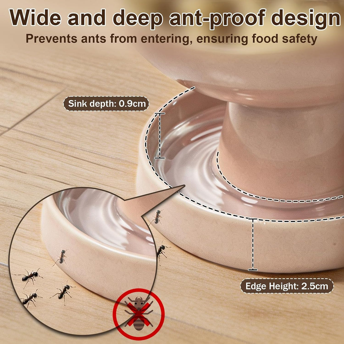 Raised Slow Feeder Cat Bowl, Ceramic 15° Tilted Cat Bowl
