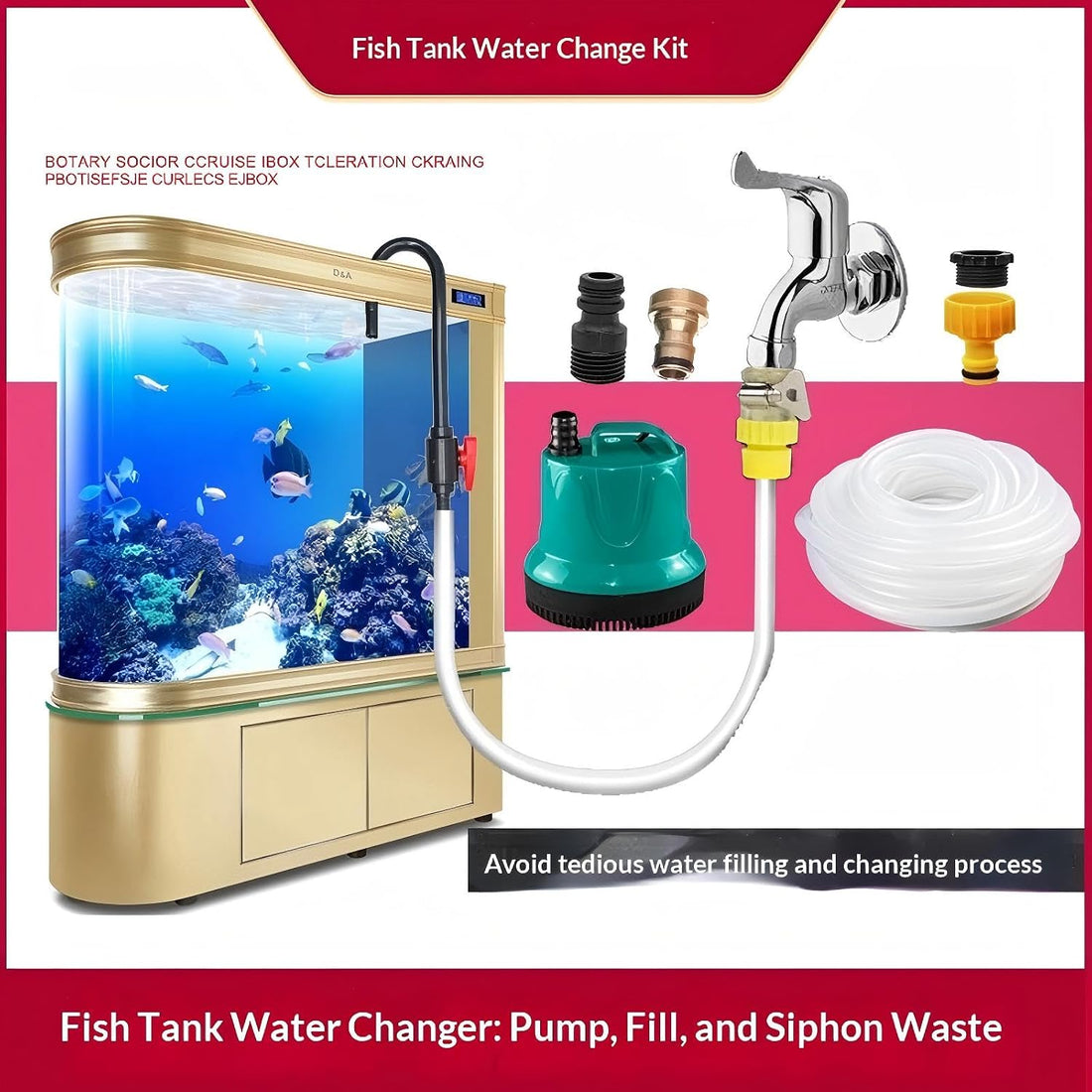 Aquarium Water Changer Hook, Hands-Free Fish Tank Filler, 1/2-3/4 Hose