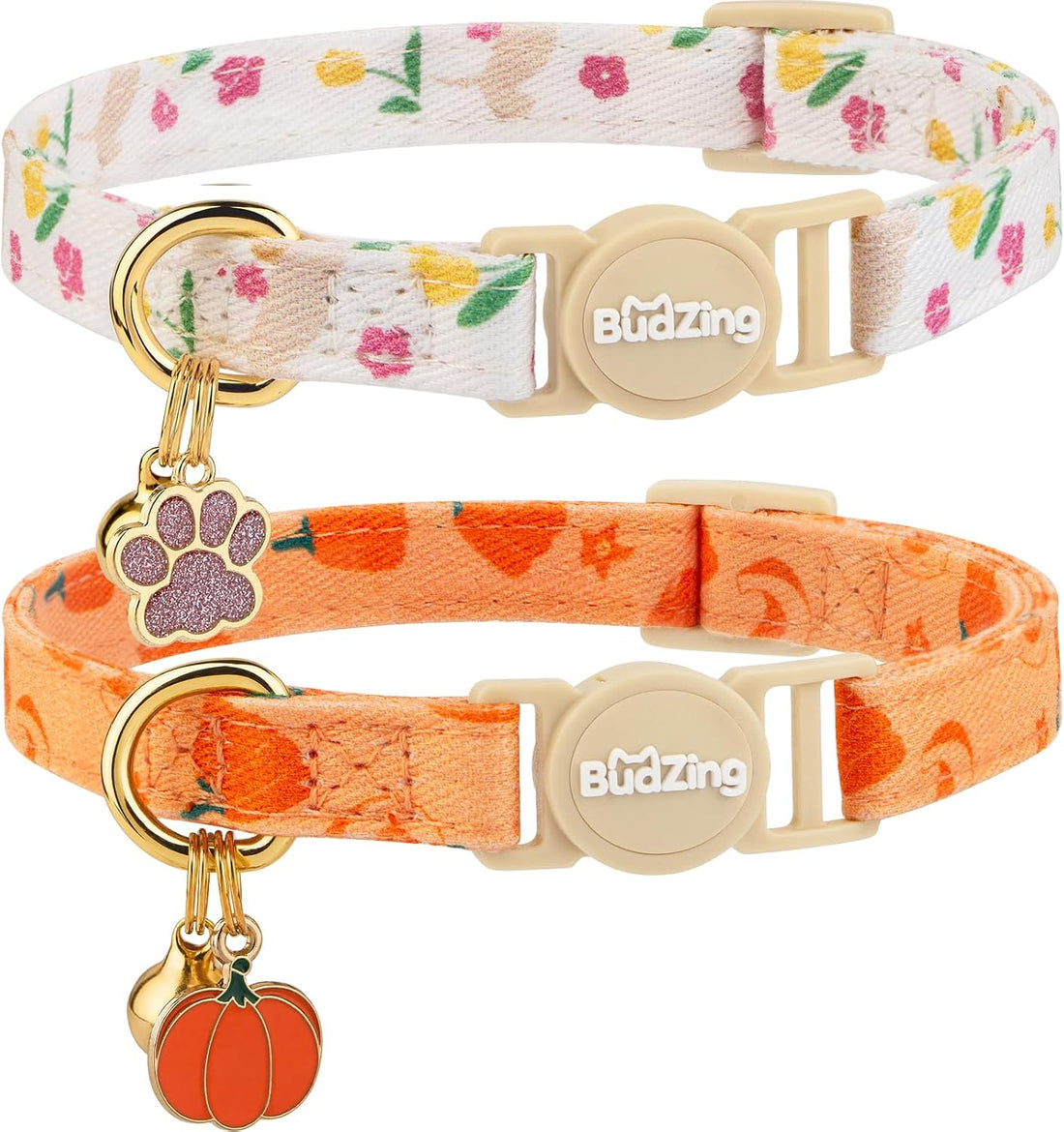 2 Pack Cotton Cat Collar Cute Kitten Collar White Puppy and Orange