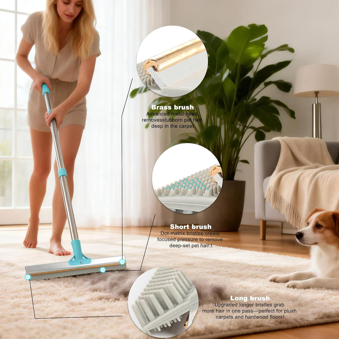 Vivifying Carpet Rake Pet Hair Remover Set