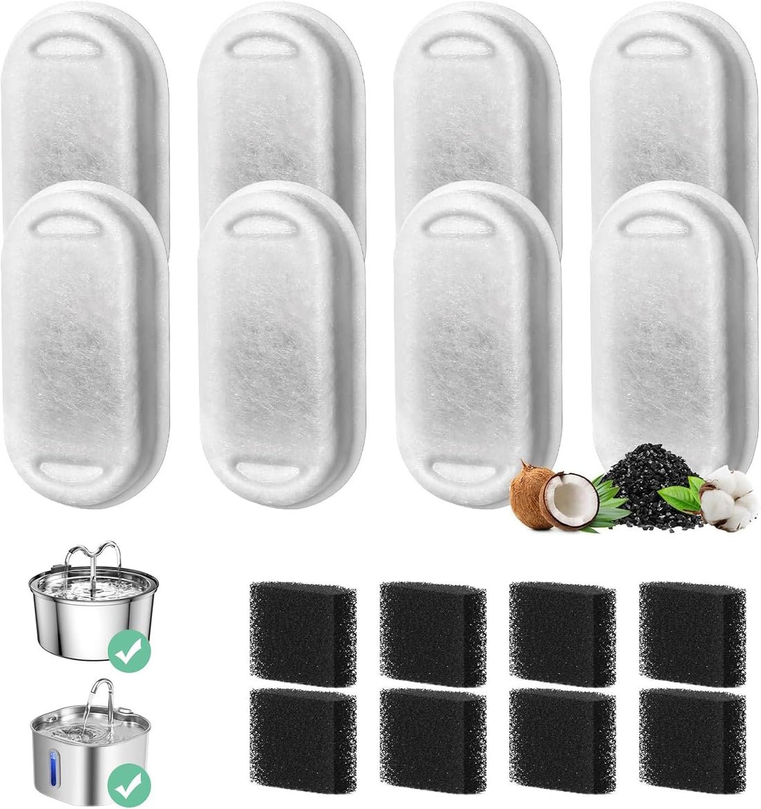Cat Water Fountain Filter, 8 Pack Cat Fountain Filter Replacement