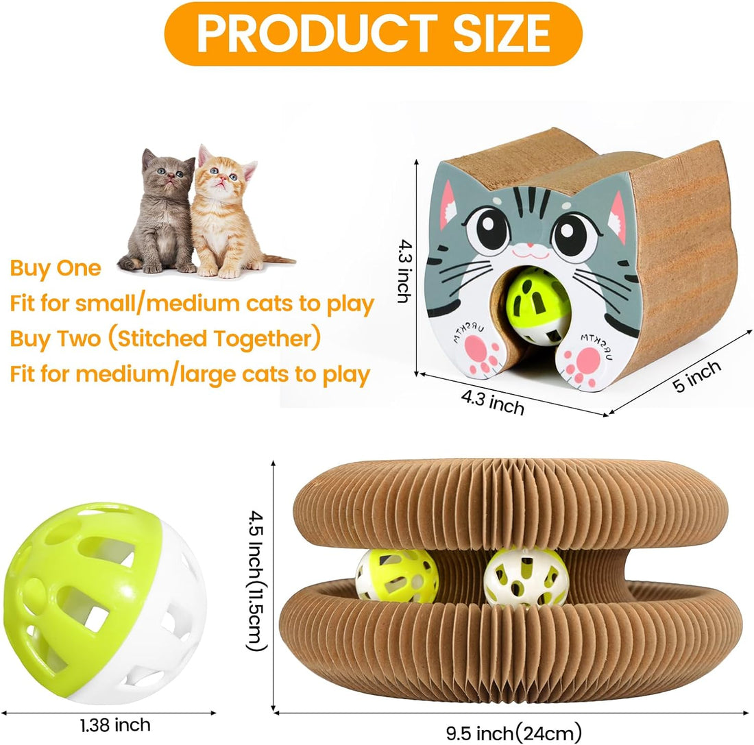 Kitty Kurls Magic Organ Cardboard Cat Scratcher Toy with 2 Balls
