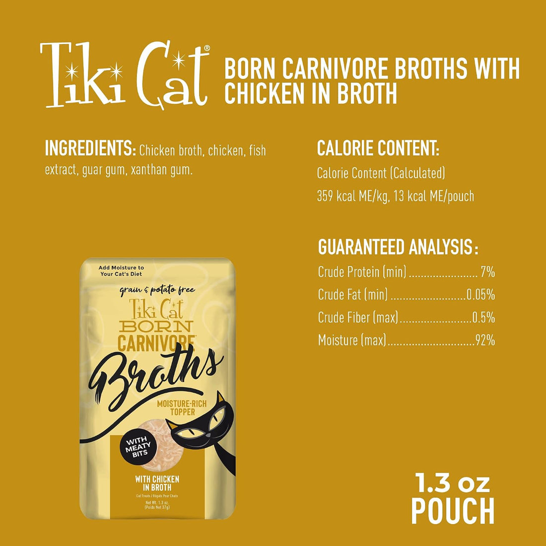 Tiki Cat Born Carnivore Broths Wet Cat Food Topper, Chicken