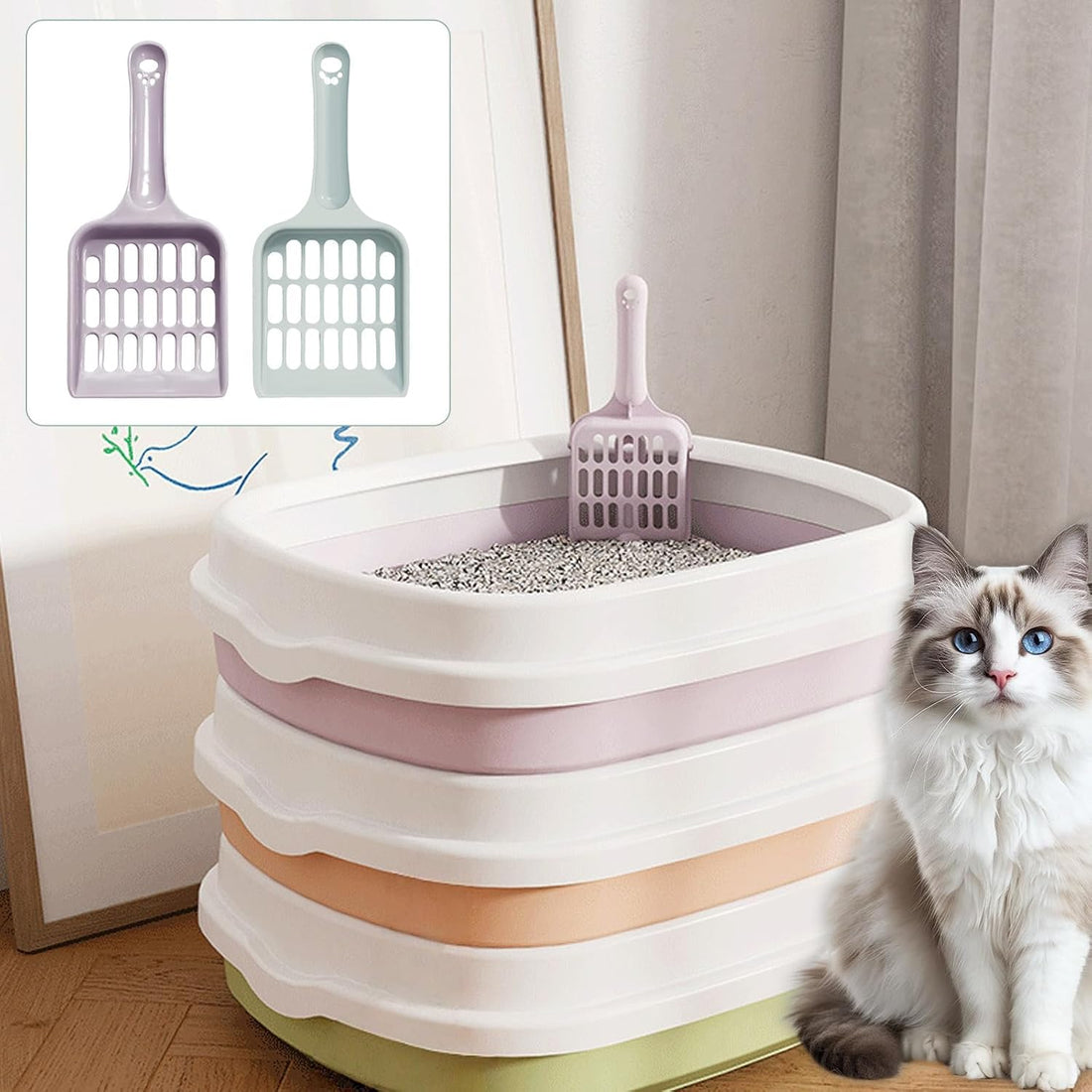 2 Pcs Cat Litter Scoop, Strong Cat Poop Scoop