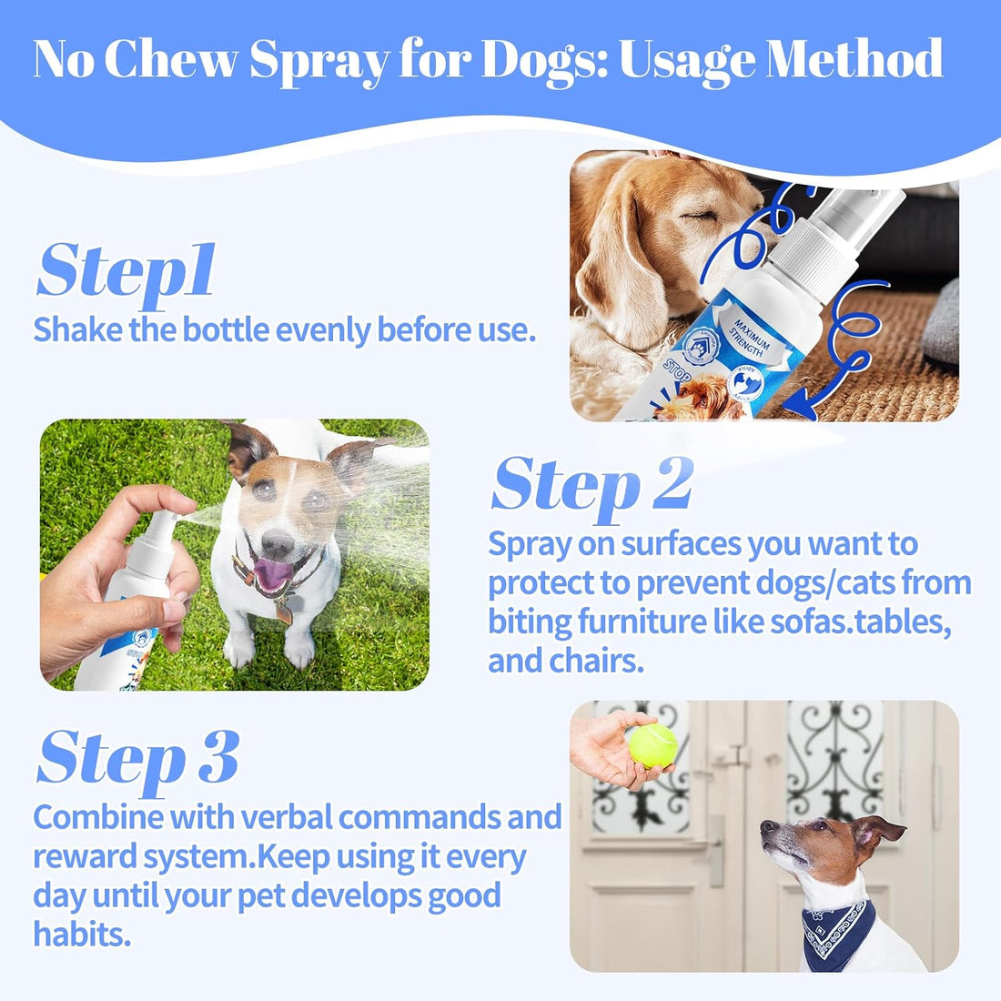 No Chew Spray for Dogs-Bitter Apple Dog Deterrent Spray
