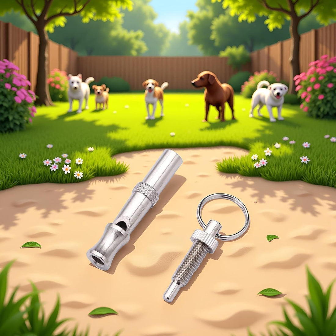 Silver Adjustable Ultrasonic Dog Whistle,Portable Whistle Pet Whistle