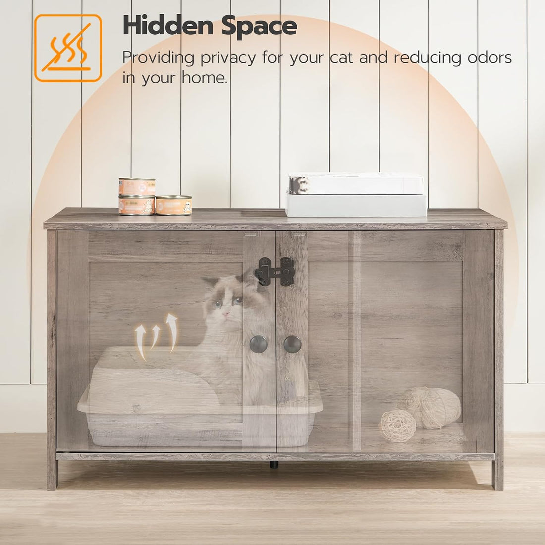 HOOBRO Litter Box Enclosure, Cat Litter Box Furniture with Removable