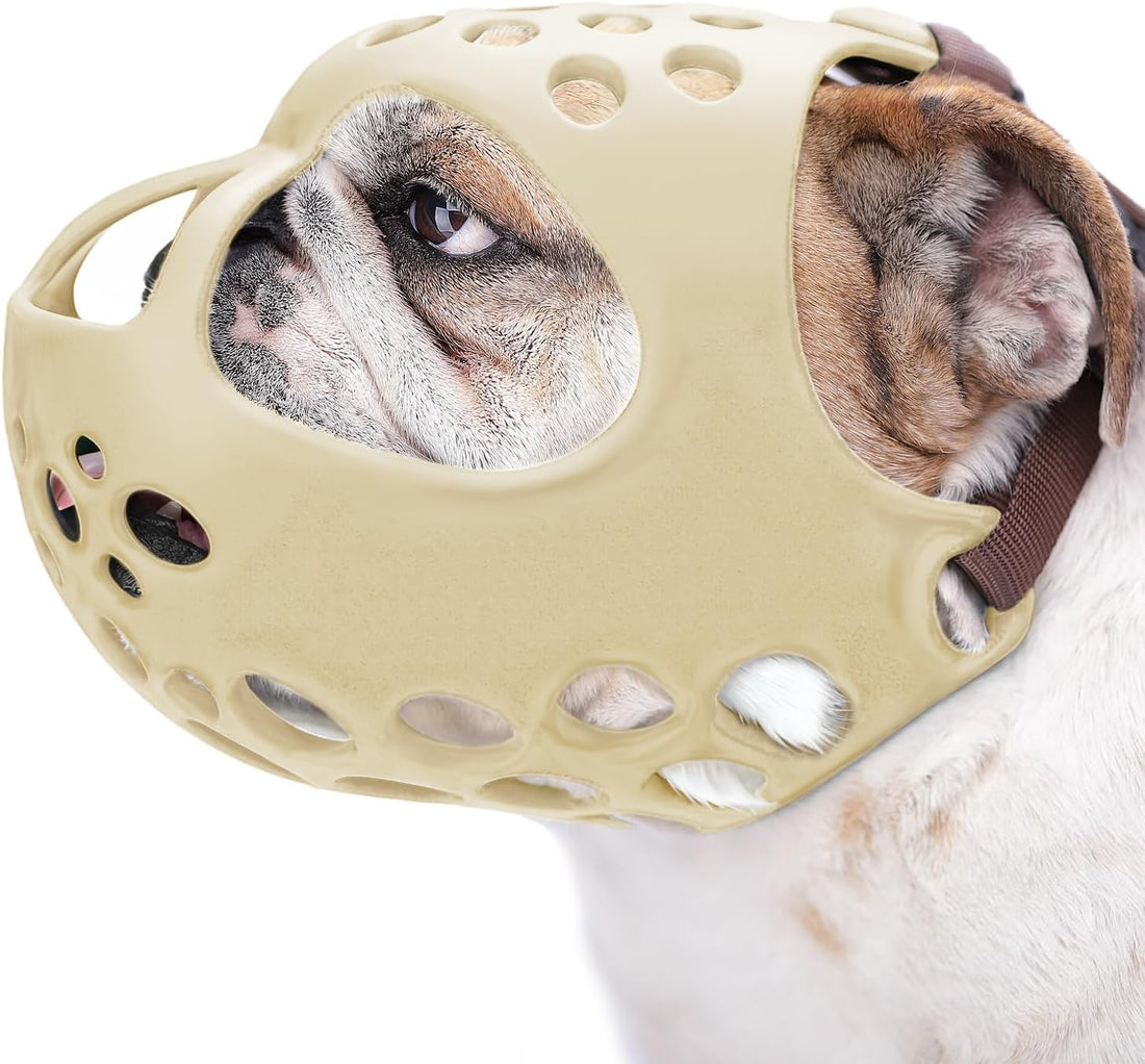 BARKLESS Frenchie Muzzle for Biting, Breathable Short Snout Dog Muzzle