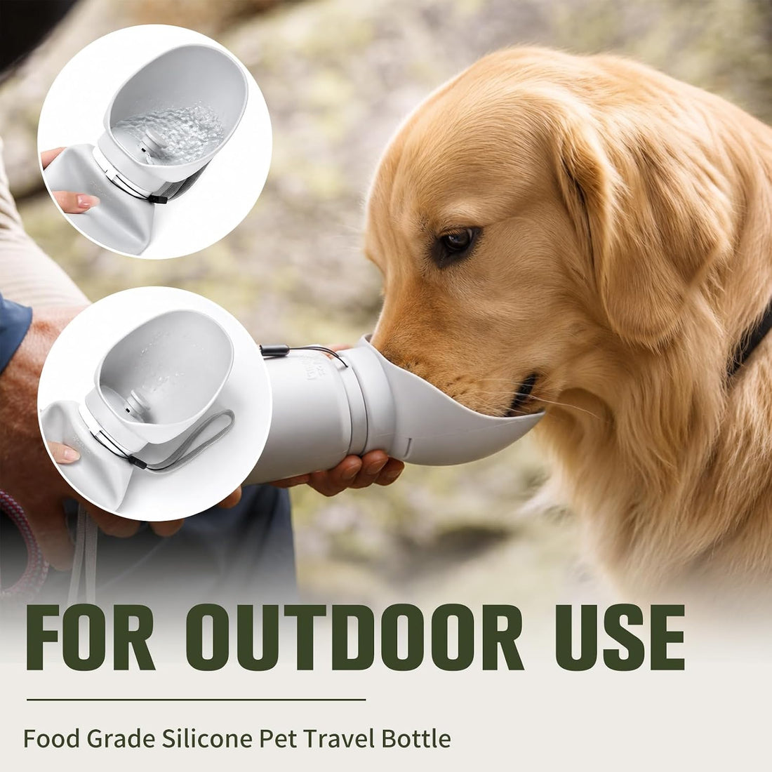 kissleaf Portable Dog Water Bottle, Collapsible, for Walks & Hiking