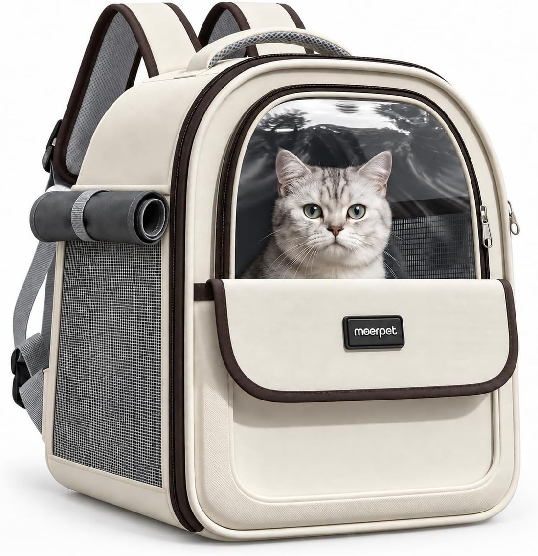Cat Backpack Carrier Airline Approved, Clear Window, Side Mesh, 15 lbs
