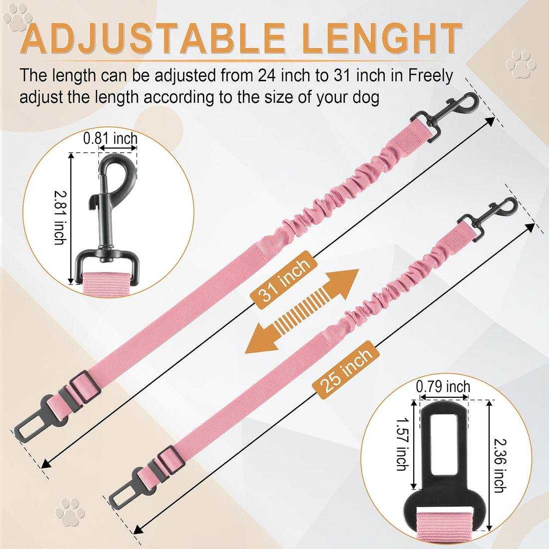 LivTee Dog Seat Belt for Car, Retractable Pet Safety Harness