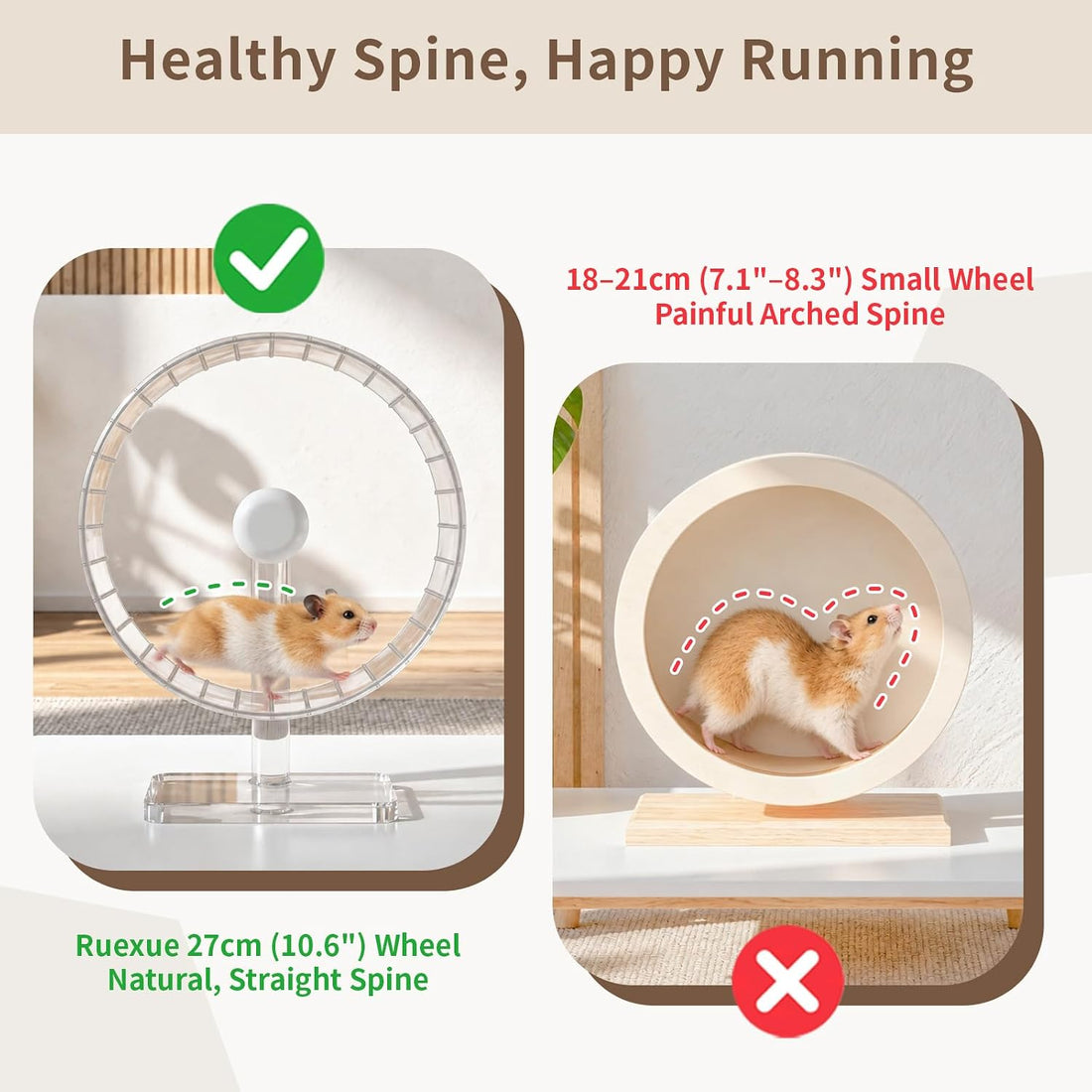 11" Silent Hamster Wheel - Clear Running Wheel
