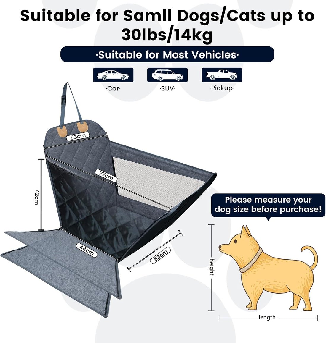 Front Seat Dog Car Seat for Small/Medium Dogs with Door Protection