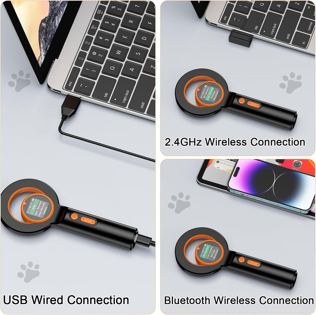 Symcode Pet Microchip Scanner RFID EMID Micro Chip Reader with 1.44IN