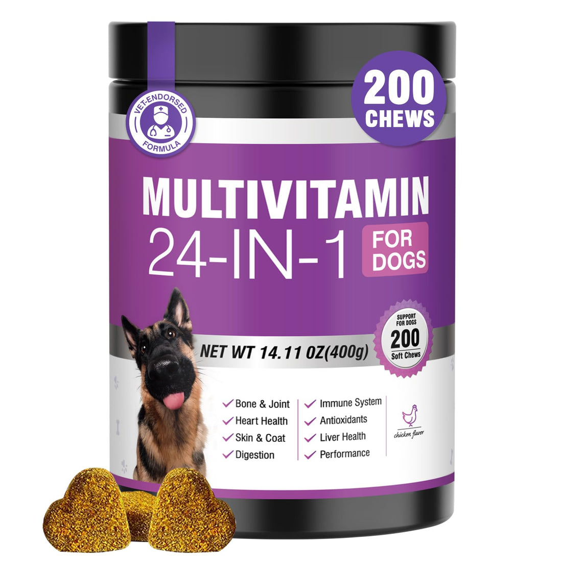 24-in-1 Dog Vitamins and Supplements 200 Ct Dogs Multivitamin