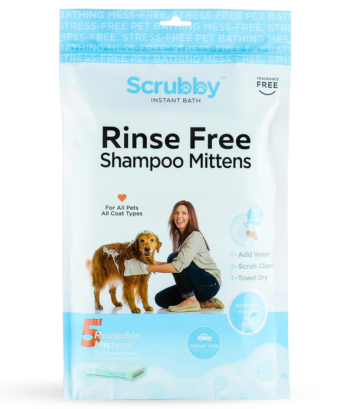 ScrubbyPet No Rinse Pet Wipes- Use Pet Bathing