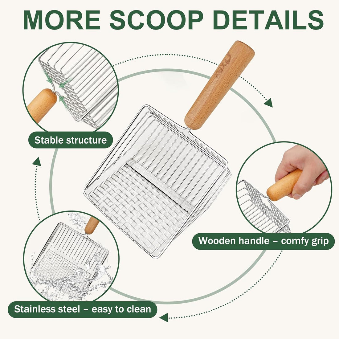 XBX Cat Litter Scoop with Holder, Heavy Duty Litter Sifter